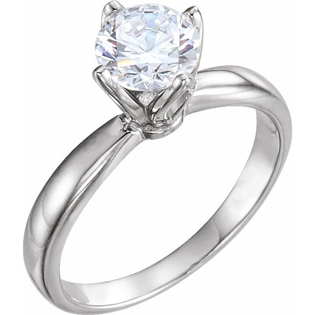 14K White 1/2 CTW Natural Diamond Tulipset® Solitaire Engagement Ring