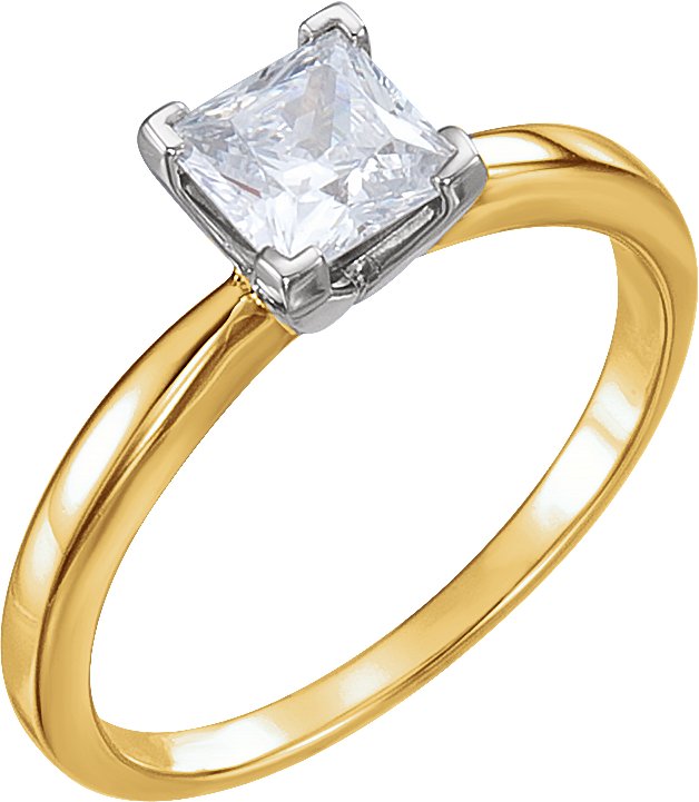 Square/Princess 4-krapne Solitaire Ring Mounting