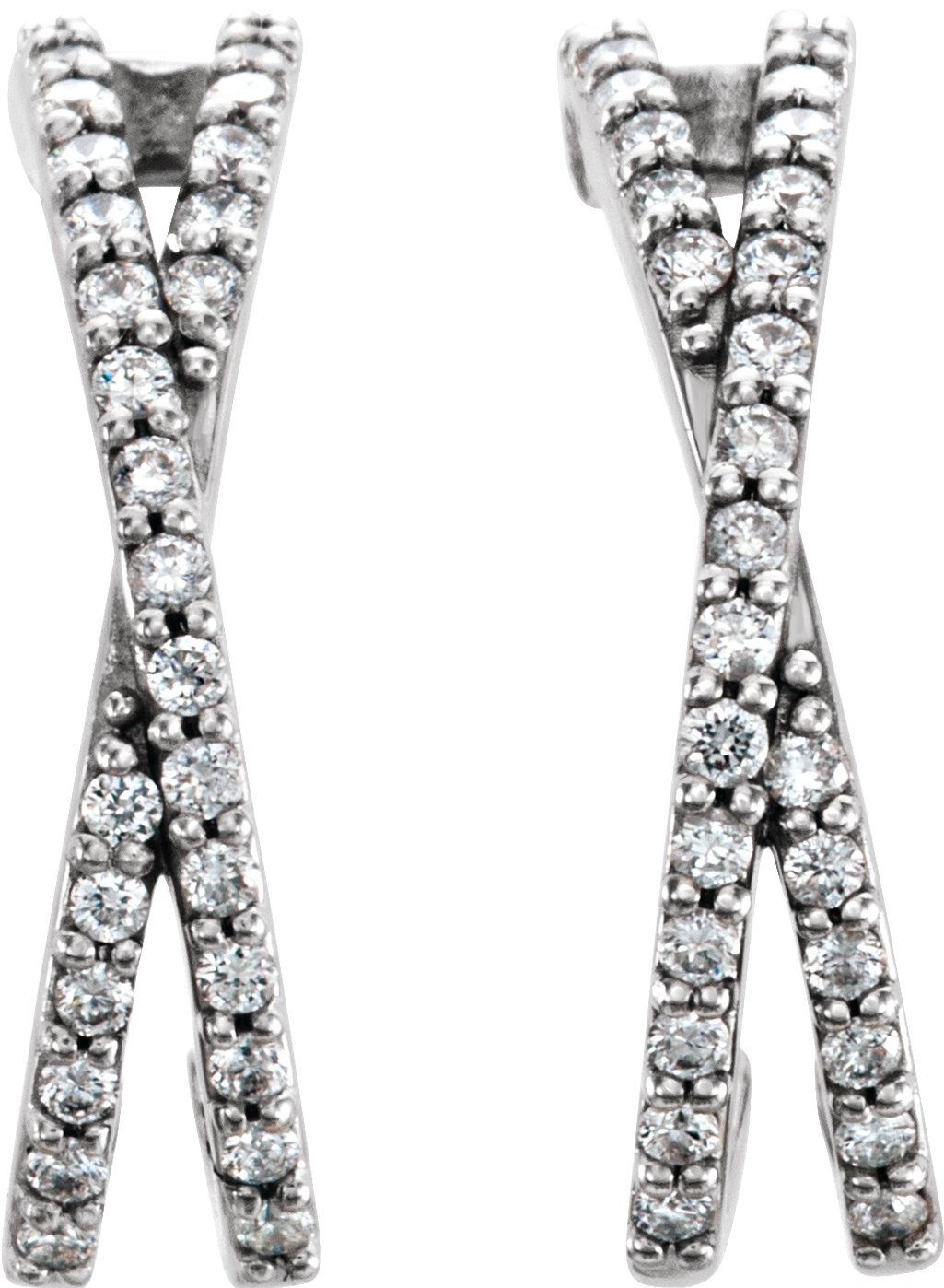 14K White 1/5 CTW Diamond Criss-Cross J-Hoop Earrings 