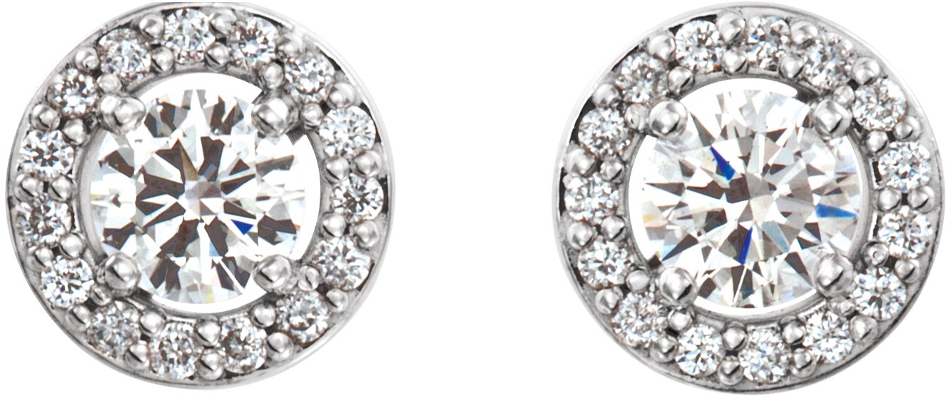 14K White 3/8 CTW Diamond Halo-Style Earrings