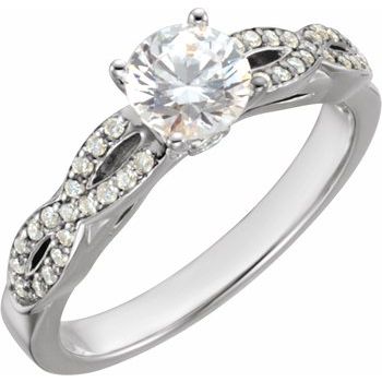 10K White 5.25 mm Round Cubic Zirconia and .167 CTW Diamond Engagement Ring Ref 4738043