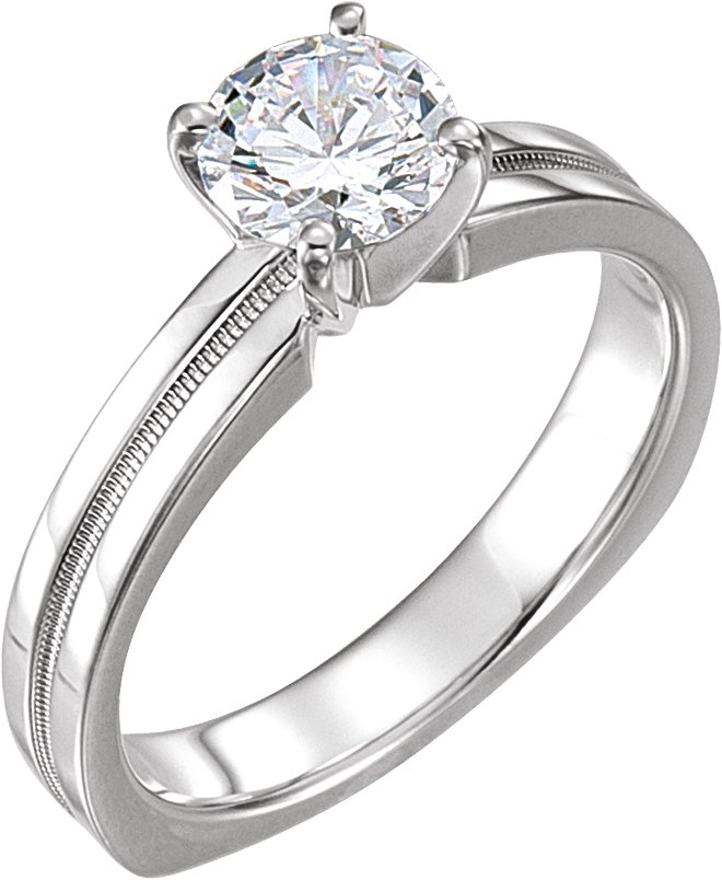 Platinum Diamond Square Shank Four Prong Solitaire .75 Carat Ref 214303