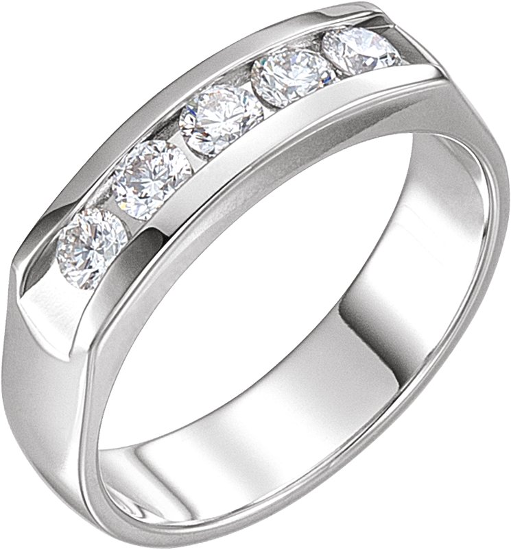 14K White 3/4 CTW Diamond Men-s Band