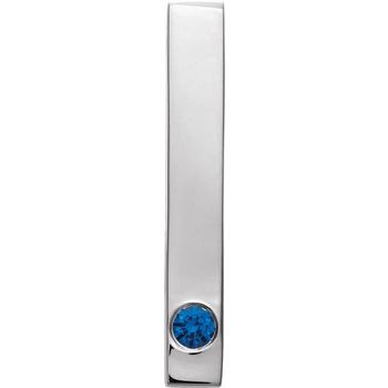 Platinum Chatham Lab Created Blue Sapphire Family Engravable Bar Slide Pendant Ref. 16233322