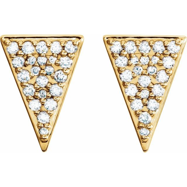 14K Yellow 1/3 CTW Natural Diamond Triangle Earrings 