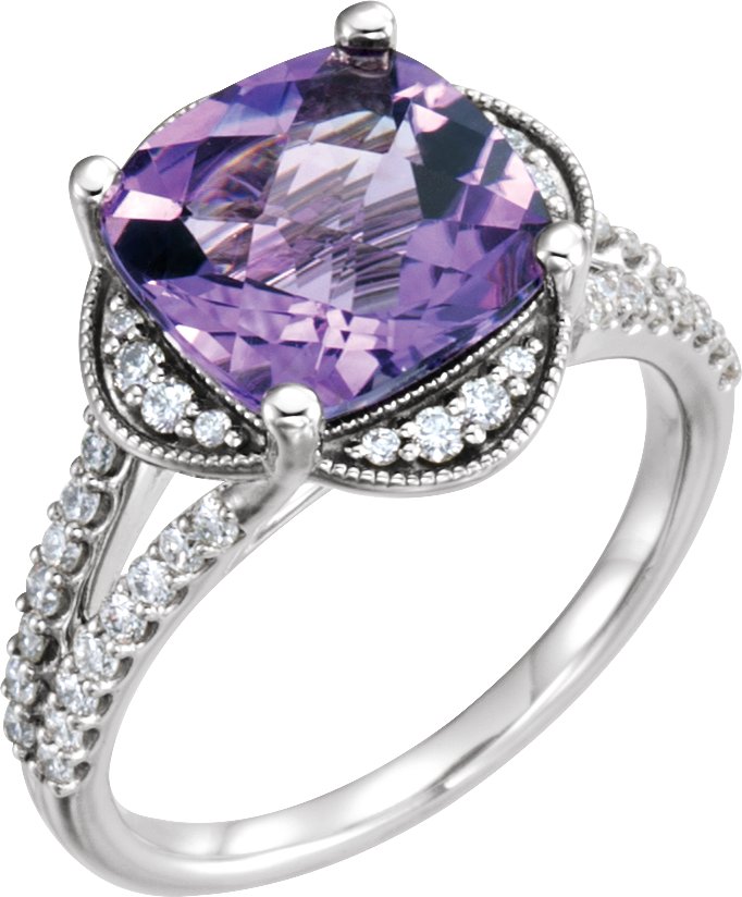 Platinum Amethyst and .375 CTW Diamond Ring Ref 12260175