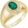 14K Yellow Chatham Lab Created Emerald and .125 CTW Diamond Halo Style Ring Ref. 12246275