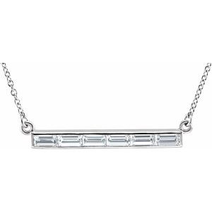 14K White 3/4 CTW Natural Diamond Bar 17" Necklace