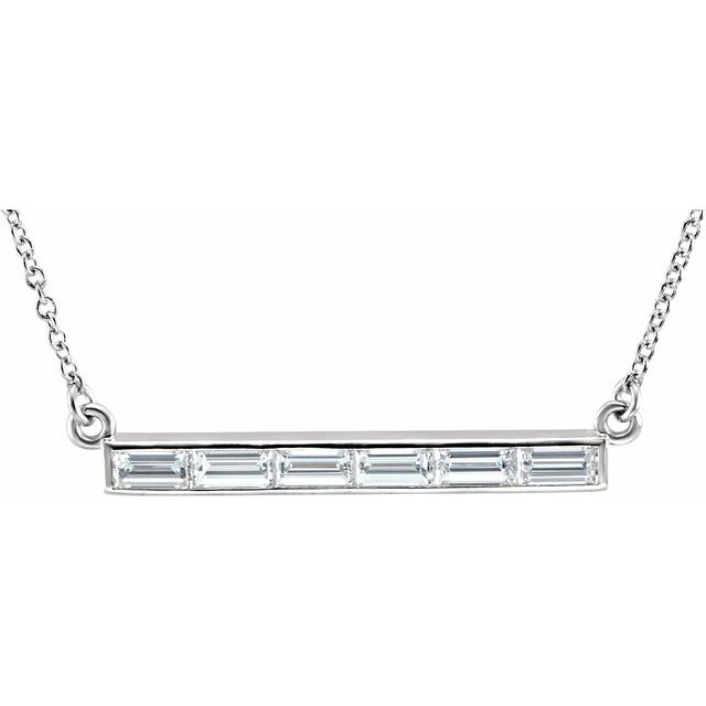 14K White 3/4 CTW Diamond Bar 17 Necklace