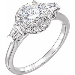122780 / Mounting / Sterling Silver / Round / 5.8 Mm / Polished / Round Halo Engagement Ring Mounting