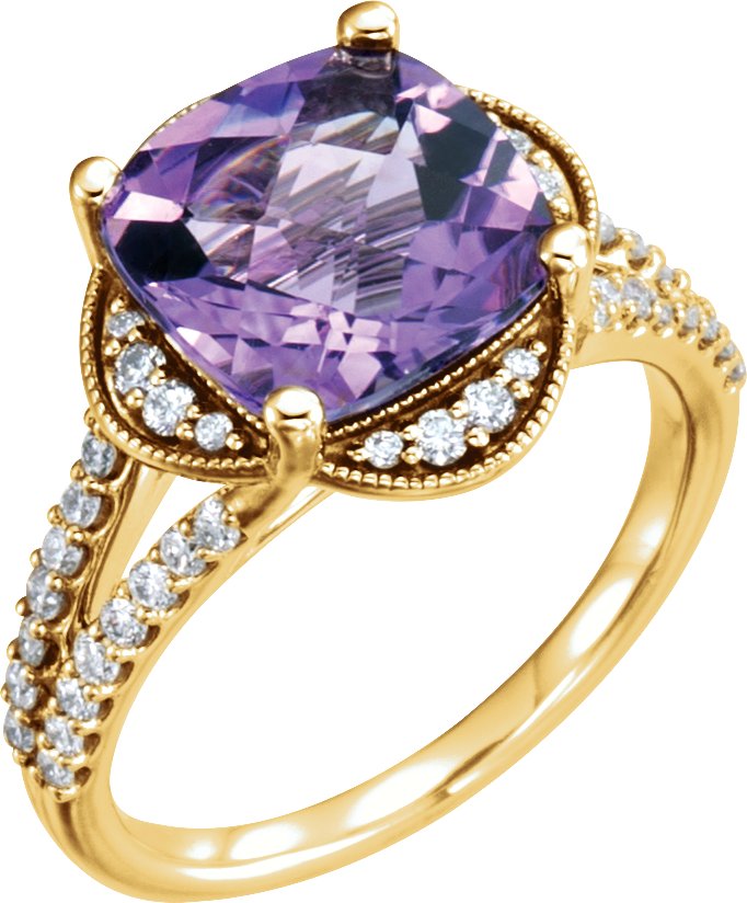 14K Yellow Amethyst and .375 CTW Diamond Ring Ref 12260173