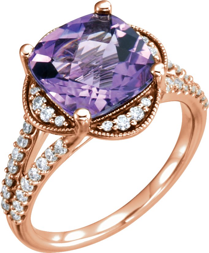 14K Rose Amethyst and .375 CTW Diamond Ring Ref 12260174