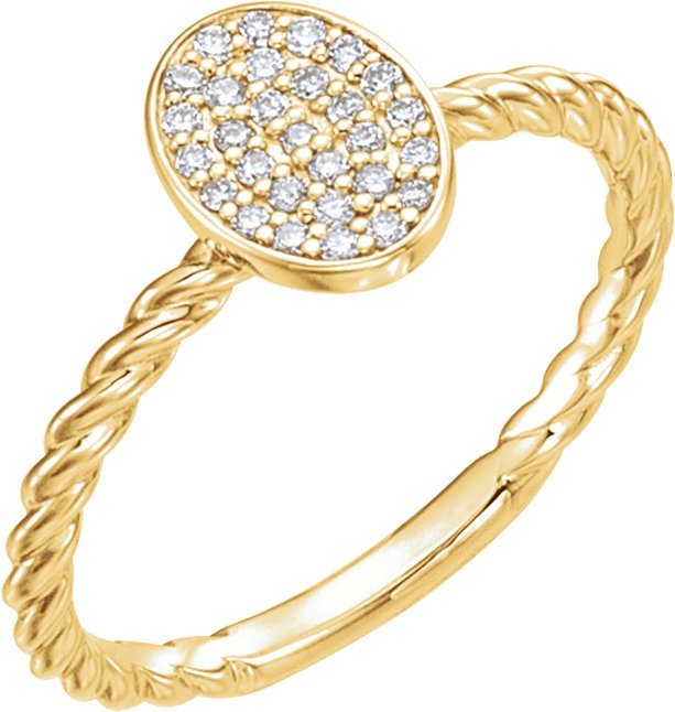 14K Yellow 1/8 CTW Diamond Rope Cluster Ring