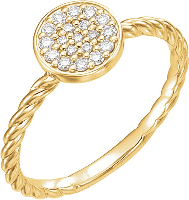 14K Yellow 1/6 CTW Natural Diamond Cluster Rope Ring