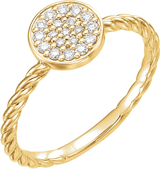 14K Yellow 1/6 CTW Diamond Cluster Rope Ring