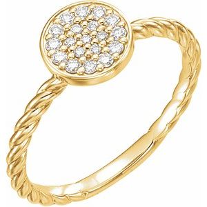 14K Yellow 1/6 CTW Natural Diamond Cluster Rope Ring
