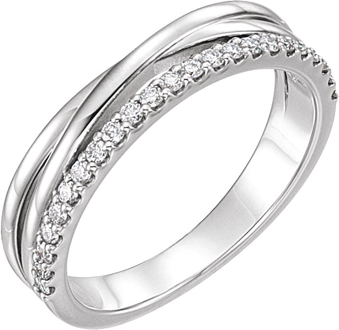 14K White 1/4 CTW Diamond Criss-Cross Ring