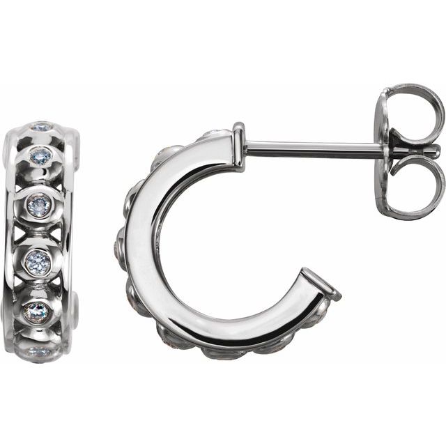 Sterling Silver .07 CTW Natural Diamond Hoop Earrings