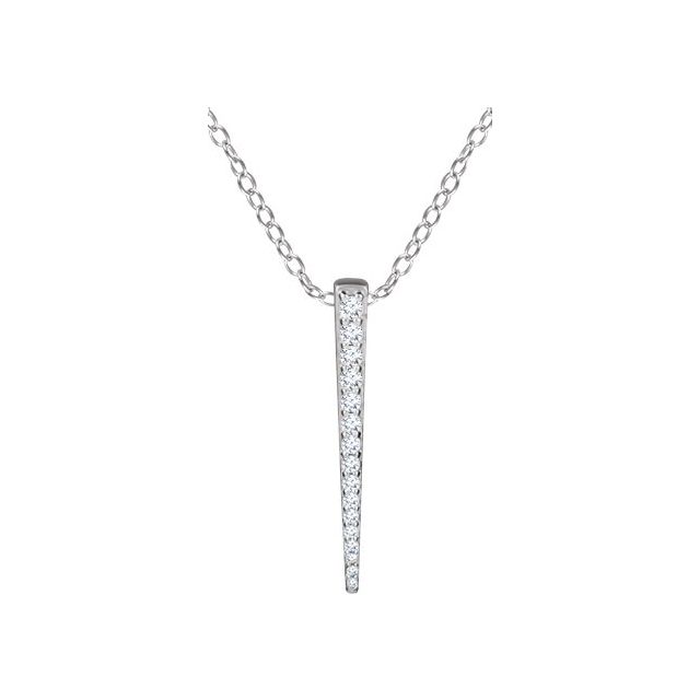 14K White 1/4 CTW Natural Diamond Graduated 16-18" Bar Necklace