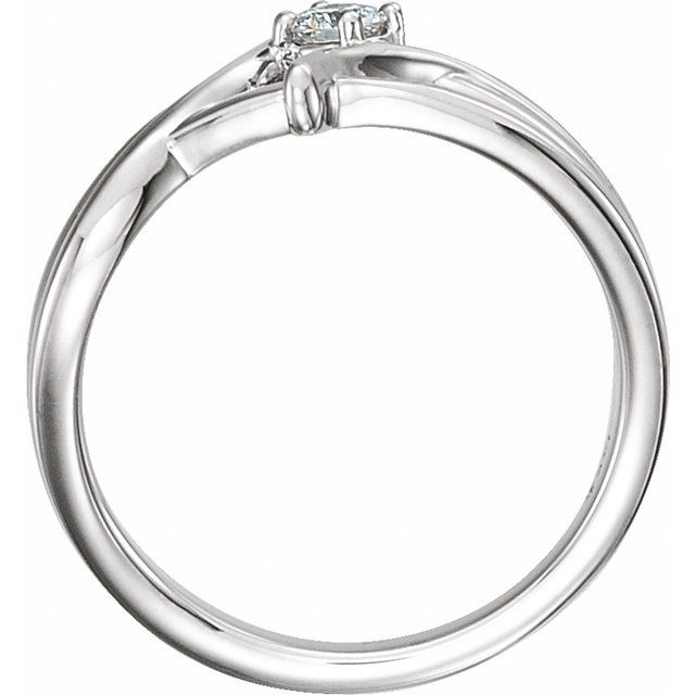 14K White 1/4 CT Natural Diamond Ring 