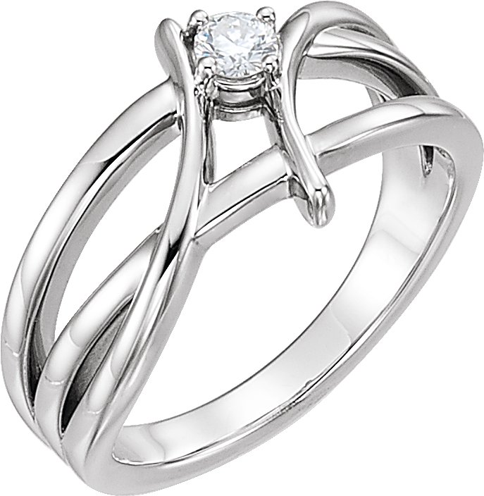 14K White 1/4 CT Natural Diamond Ring 