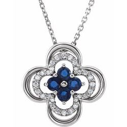 Blue Sapphire & Diamond Clovernáhrdelník alebo Prívesok Neosadený
