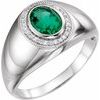 Platinum Chatham Lab Created Emerald and .125 CTW Diamond Halo Style Ring Ref. 12246276