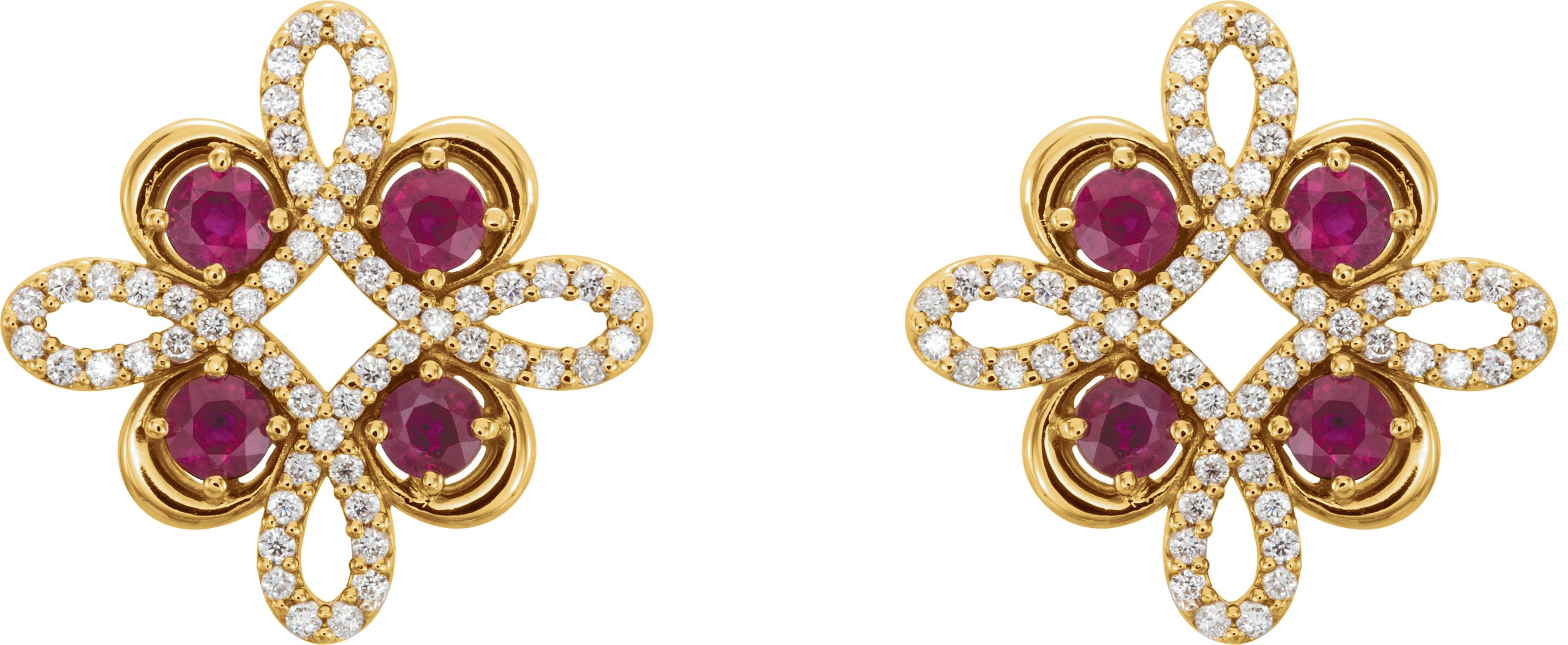 14K Yellow Ruby & 1/4 CTW Diamond Earrings 