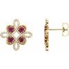 14K Yellow Chatham Created Ruby and .25 CTW Diamond Earrings Ref 14095833