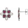 Platinum Chatham Created Ruby and .25 CTW Diamond Earrings Ref 14095835