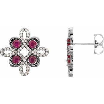 Platinum Ruby and .25 CTW Diamond Earrings Ref 12258319