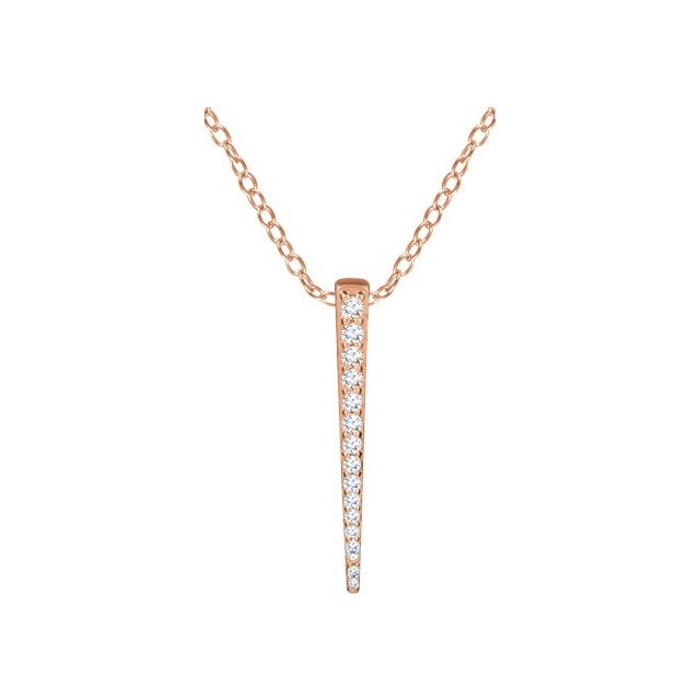 14K Rose 1/4 CTW Natural Diamond Graduated Bar 16-18" Necklace