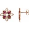 14K Rose Chatham Created Ruby and .25 CTW Diamond Earrings Ref 14095834