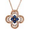 14K Rose Blue Sapphire and .10 CTW Diamond Clover 18 inch Necklace Ref 12260143