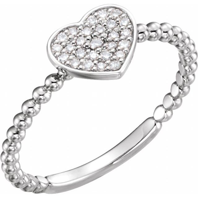 Platinum 1/8 CTW Natural Diamond Heart Bead Ring