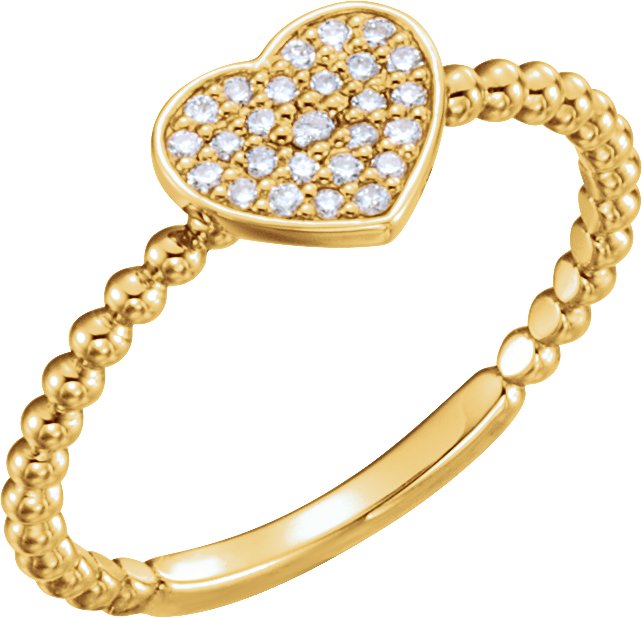 14K Yellow 1/8 CTW Natural Diamond Heart Bead Ring