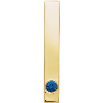 14K Yellow Chatham Lab Created Blue Sapphire Family Engravable Bar Slide Pendant Ref. 16233320