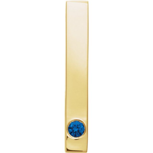14K Yellow Lab-Grown Blue Sapphire Family Engravable Bar Pendant