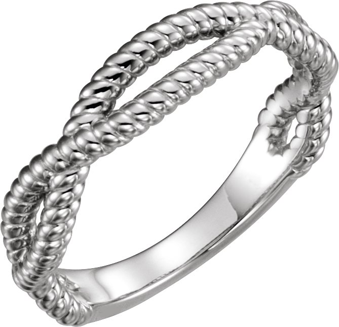 14K White Rope Ring