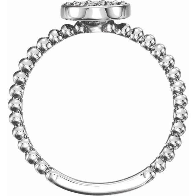 14K White 1/8 CTW Diamond Cluster Beaded Ring
