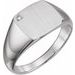 14K White .0075 CT Natural Diamond 12 mm Square Signet Ring