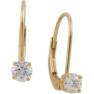 Diamond Solitaire Lever Back Earrings