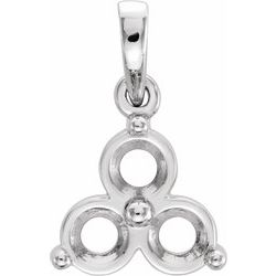 652160 / Sterling Silver / 3.4 Mm / Polished / 1/2 Ctw Round 3-Stone Pendant Mounting