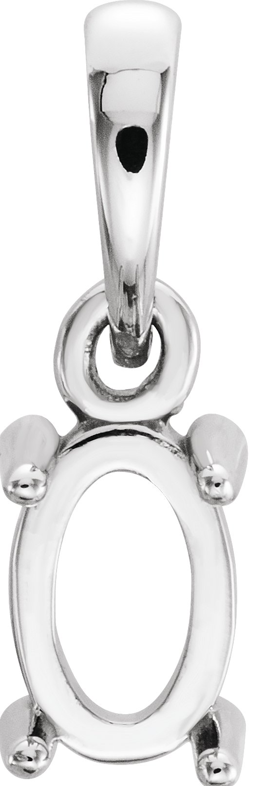 652167 / 14Kt White / 6 Mm / Polished / Oval Pendant Mounting