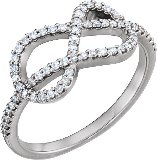 14K White 1/3 CTW Natural Diamond Knot Ring