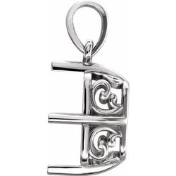 652170 / Sterling Silver / 10 Mm / Polished / Emerald 4-Prong Pendant Mounting