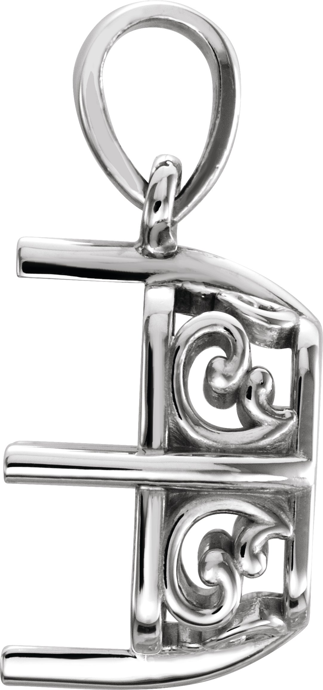 652170 / Sterling Silver / 10 Mm / Polished / Emerald 4-Prong Pendant Mounting