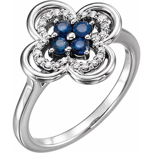 Platinum Natural Blue Sapphire & 1/10 CTW Natural Diamond Ring