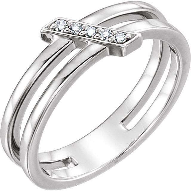 Sterling Silver .05 CTW Natural Diamond Bar Ring