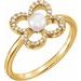 14K Yellow Cultured White Freshwater Pearl & 1/6 CTW Natural Diamond Ring
